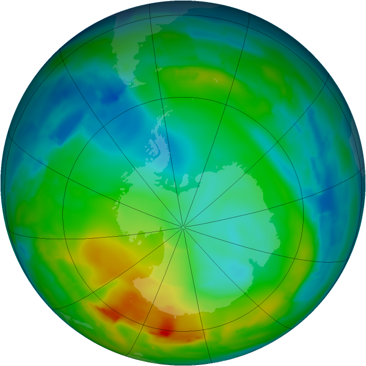 Antarctic ozone map for 19 June 2010